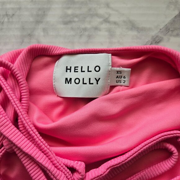 Hello Molly Pink Ribbed Mini Dress Sz XS US 2 AU 6 - Picture 7 of 10